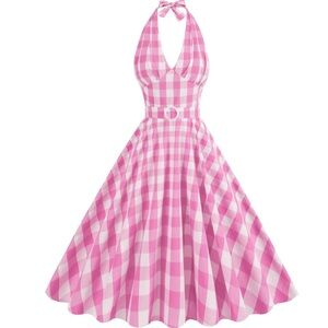 IBTOM CASTLE Vintage 1950s Sleeveless‎ Halter Retro A-Line Midi Dress